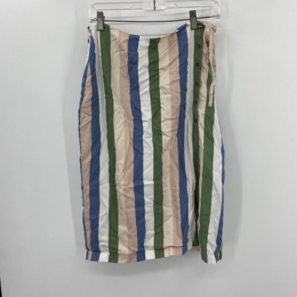 Marine Layer Layla Wrap Skirt in Multi Stripe Large - Picture 2 of 9